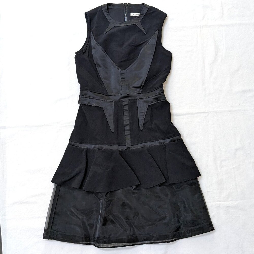 Givenchy Black Sleeveless Wool Blend Tiered Dress Size 42